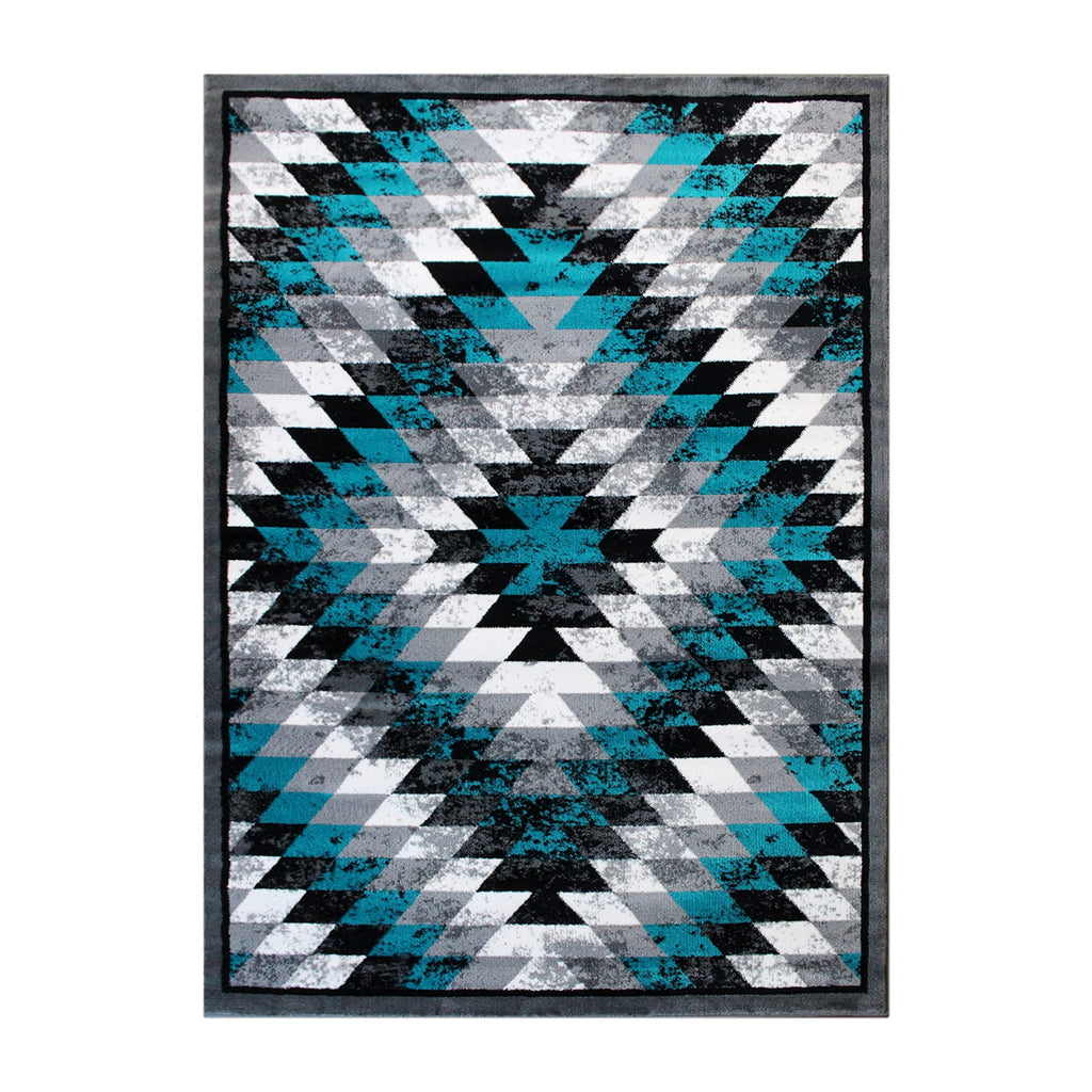 Flash Furniture Teagan Collection Southwestern Style Area Rug - Olefin Turquoise Accent Rug - 8' X 10' - Jute Backing - Entryway, Living Room, Bedroom