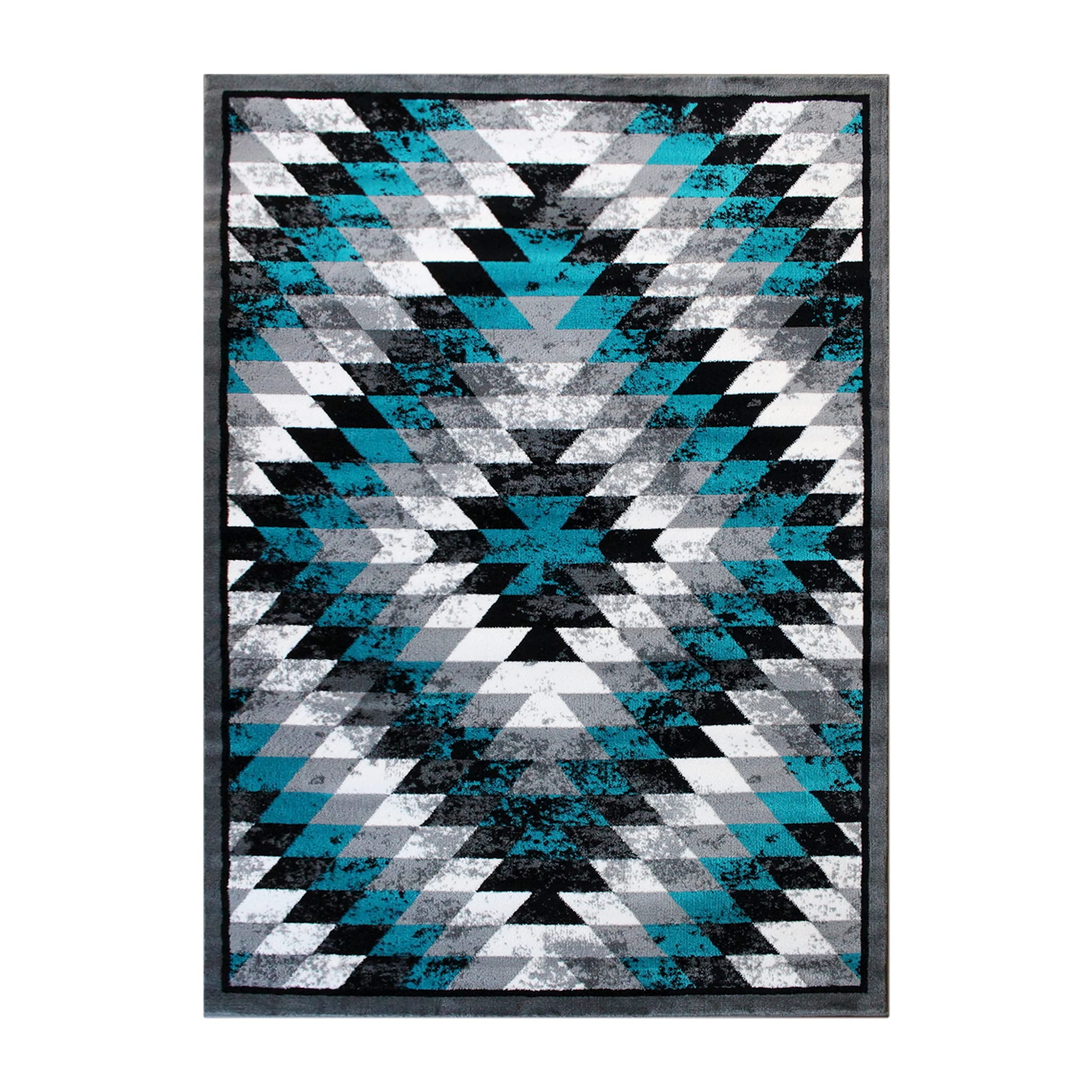 Flash Furniture Teagan Collection Southwestern Style Area Rug - Olefin Turquoise Accent Rug - 8' X 10' - Jute Backing - Entryway, Living Room, Bedroom