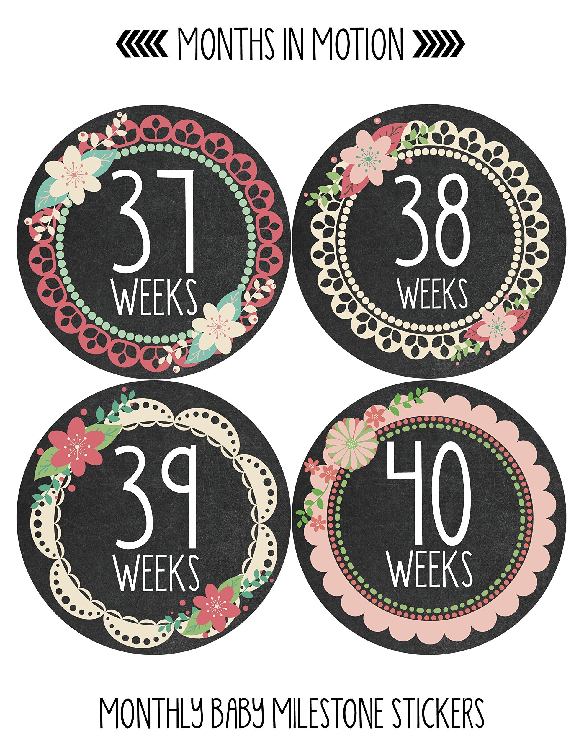 Months In Motion Pregnancy Weekly Belly Growth Stickers - Baby Bump Belly Stickers - Maternity Week Sticker - Pregnant Expecting