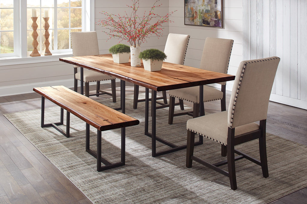 Twain Upholstered Parson Chairs Smokey Black and Beige (Set of 2) 109143