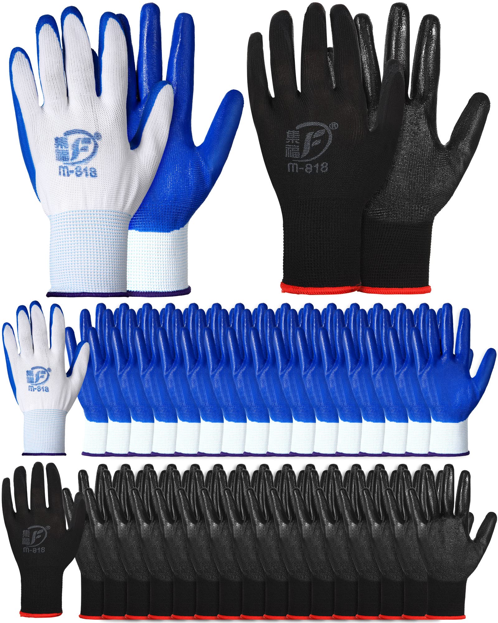 Honeydak 36 Pairs Gardening Gloves For Men Women Breathable Rubber Coated Garden Gloves(Black, Green)