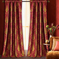 Loom And Mill Luxury Red Damask Curtains For Bedroom, Textured Lined Jacquard Curtain 2 Panels With Tiebacks, Window Curtain For