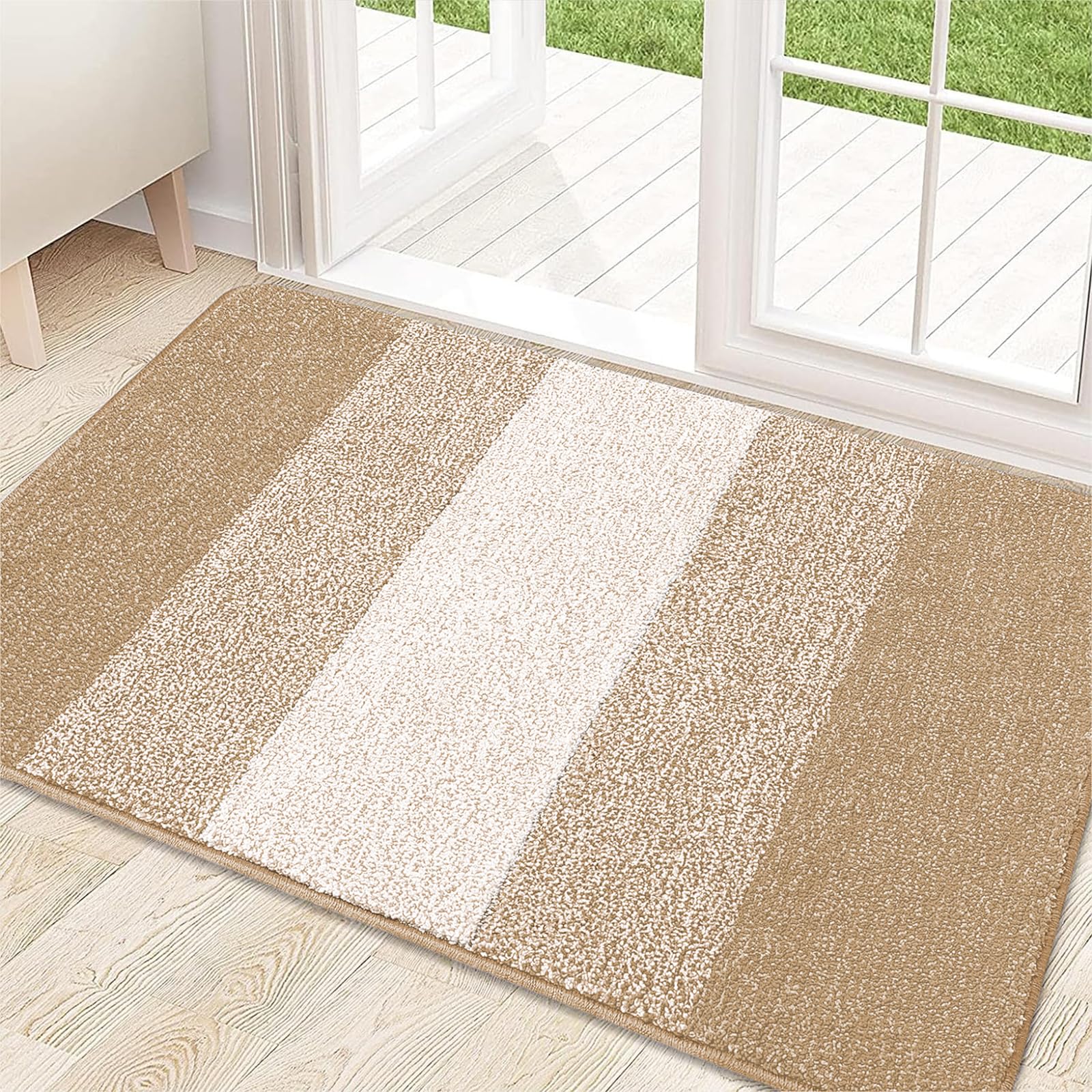 Kitinjoy Indoor Door Mat, 32X20 Non-Slip Absorbent Dirt Trapper Entrance Mat, Low-Profile Washable Inside Floor Mat, Sturdy Soft