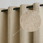 Brown Linen Full Blackout Curtains For Bedroom Thermal Insulated Energy Saving Window Panels Farmhouse Burlap Texture Drapes For