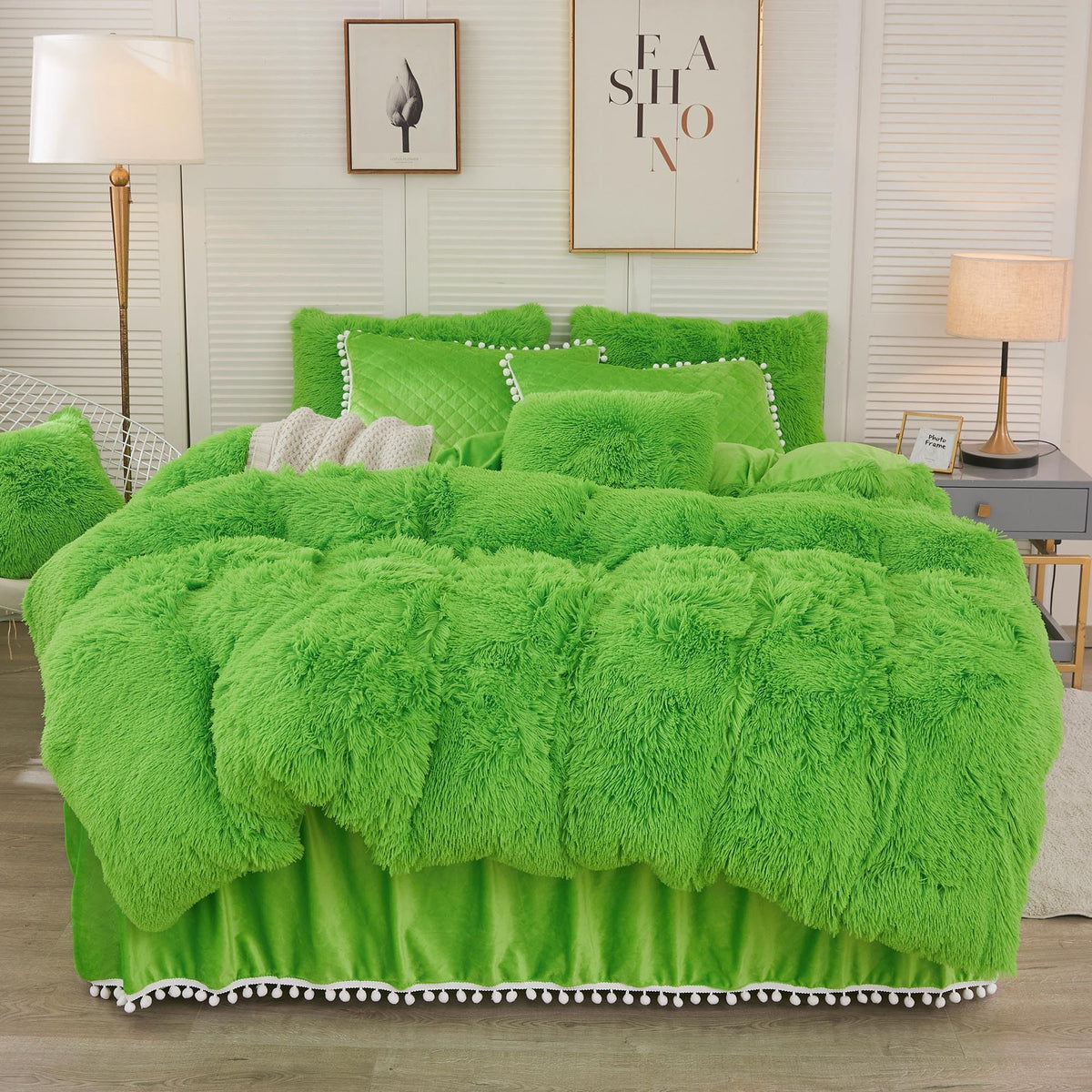 Liferevo Luxury Plush Shaggy Duvet Cover Set, Velvet Fluffy Duvet Cover Furry Bedding Comforter Set(1 Faux Fur Fuzzy Duvet Cover