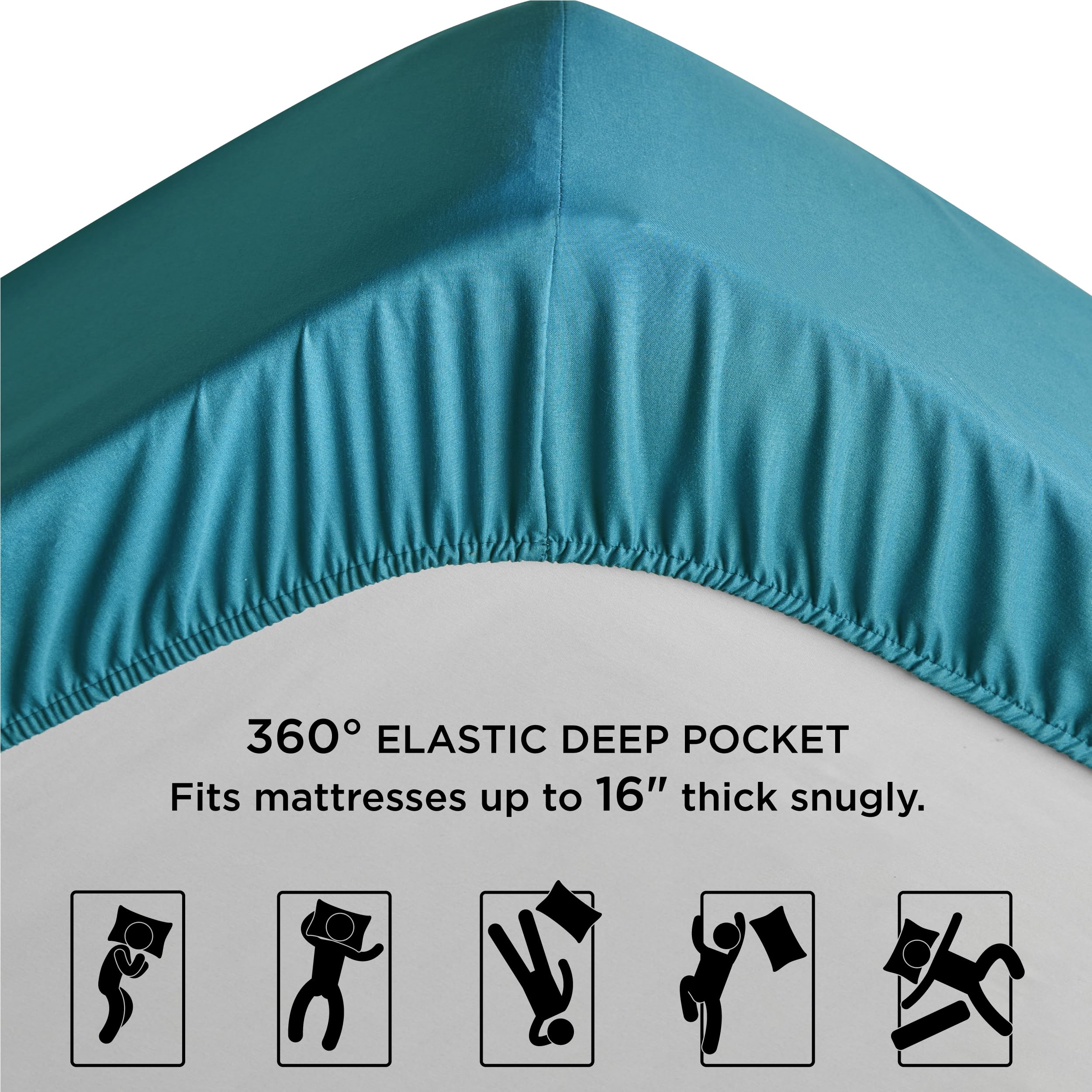 Bedsure Fitted Sheet Queen Size Only - Brushed Microfiber Bed Sheets, Ultra Soft & Breathable, Fade Resistant & Easy Care (Teal, 60X80+16 Inches, 1 Piece)