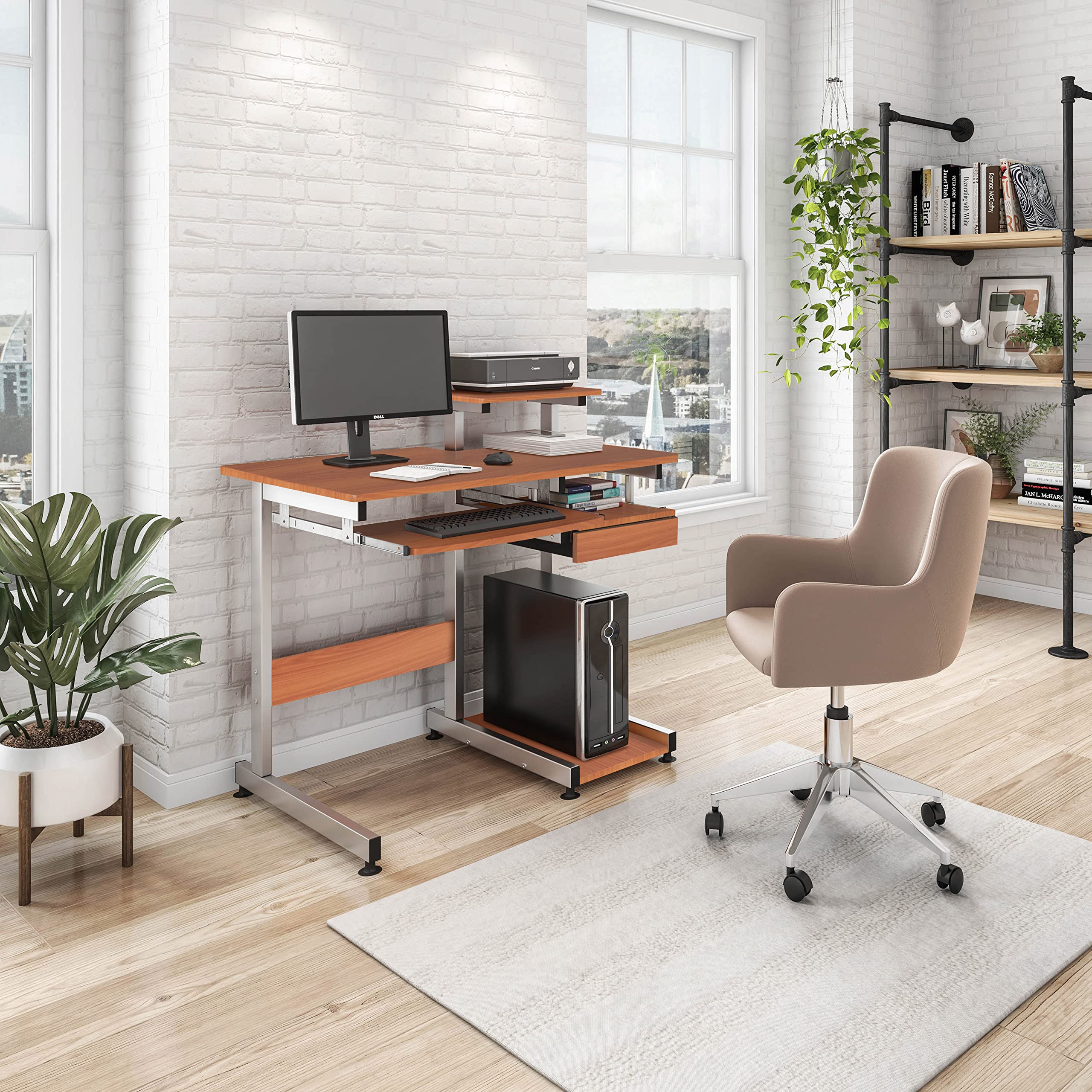 Techni Mobili Complete Computer Workstation Desk, 38" W X 22" D X 35" H, Woodgrain