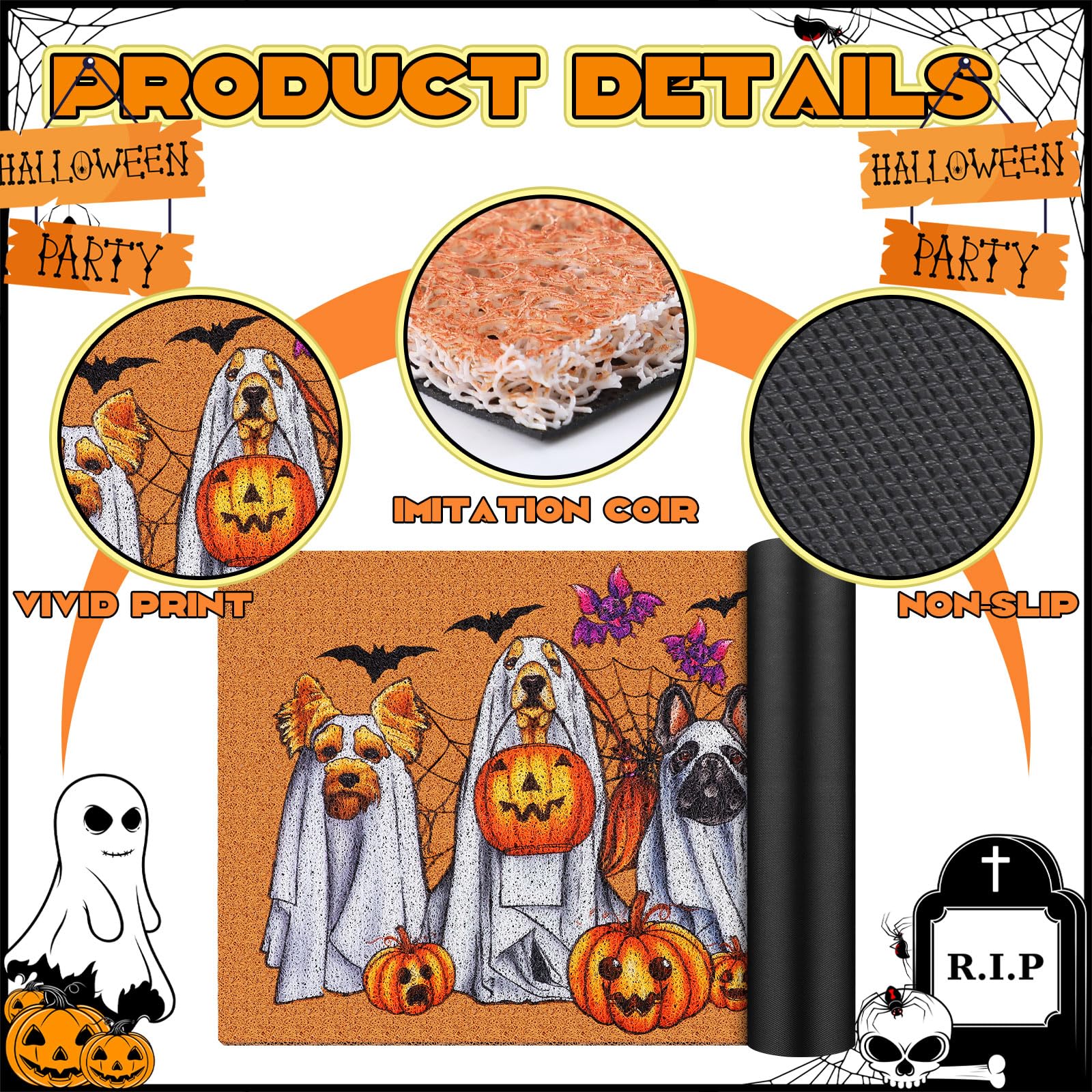 Drydiet Halloween Door Mat Outdoor Entrance Halloween Doormat Decoration Imitation Coir Doormat Farmhouse Floor Mats Door Rugs F