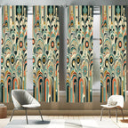 Ambesonne Abstract Modern Window Curtains Pack of 2, Leafy Silhouettes with Roundy Shapes Jumble Geometric Scandi, Lightweight S