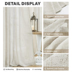 Meetbily Natural Linen Back Tab Curtains 92 Inch Long 2 Panels Set For Living Room Semi Sheer Light Filtering Window Drape Neutr