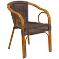 Flash Furniture Cadiz Series Red Bamboo-Aluminum Indoor-Outdoor Restaurant-Patio Chair With Dark Brown Rattan