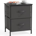 Simple Houseware Night Stands Dresser for Bedroom 2-Tier Organizer Drawer Storage Tower, Dark Grey