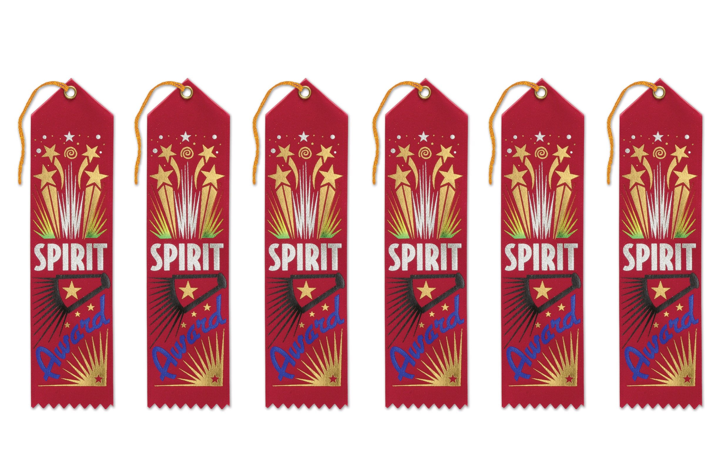Beistle Spirit Award Ribbons, 2 by 8-Inch, Multicolor, 6-Pack