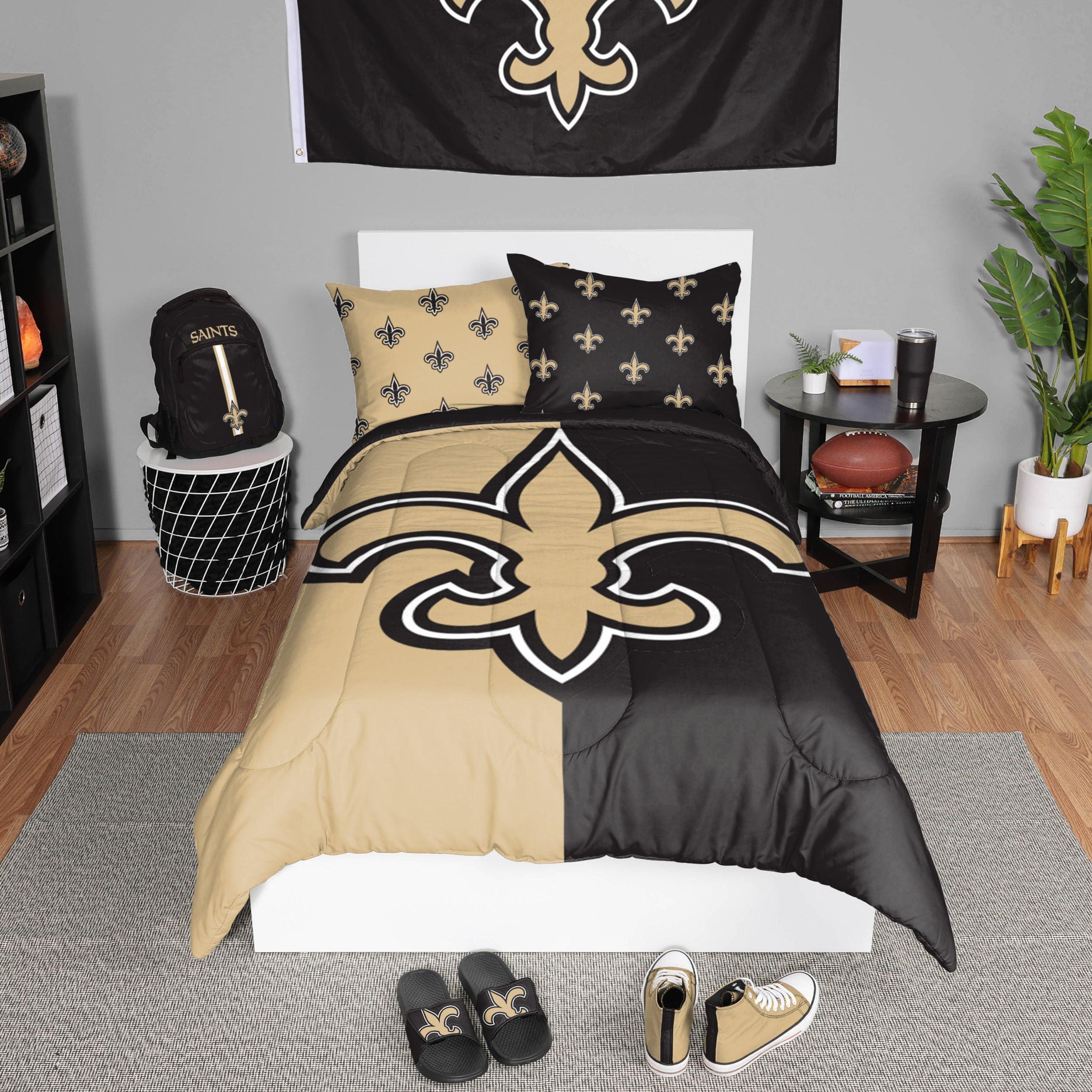 Foco New Orleans Saints Nfl Team Color Bed In A Bag Comforter Bedding 3 Piece Twin Set