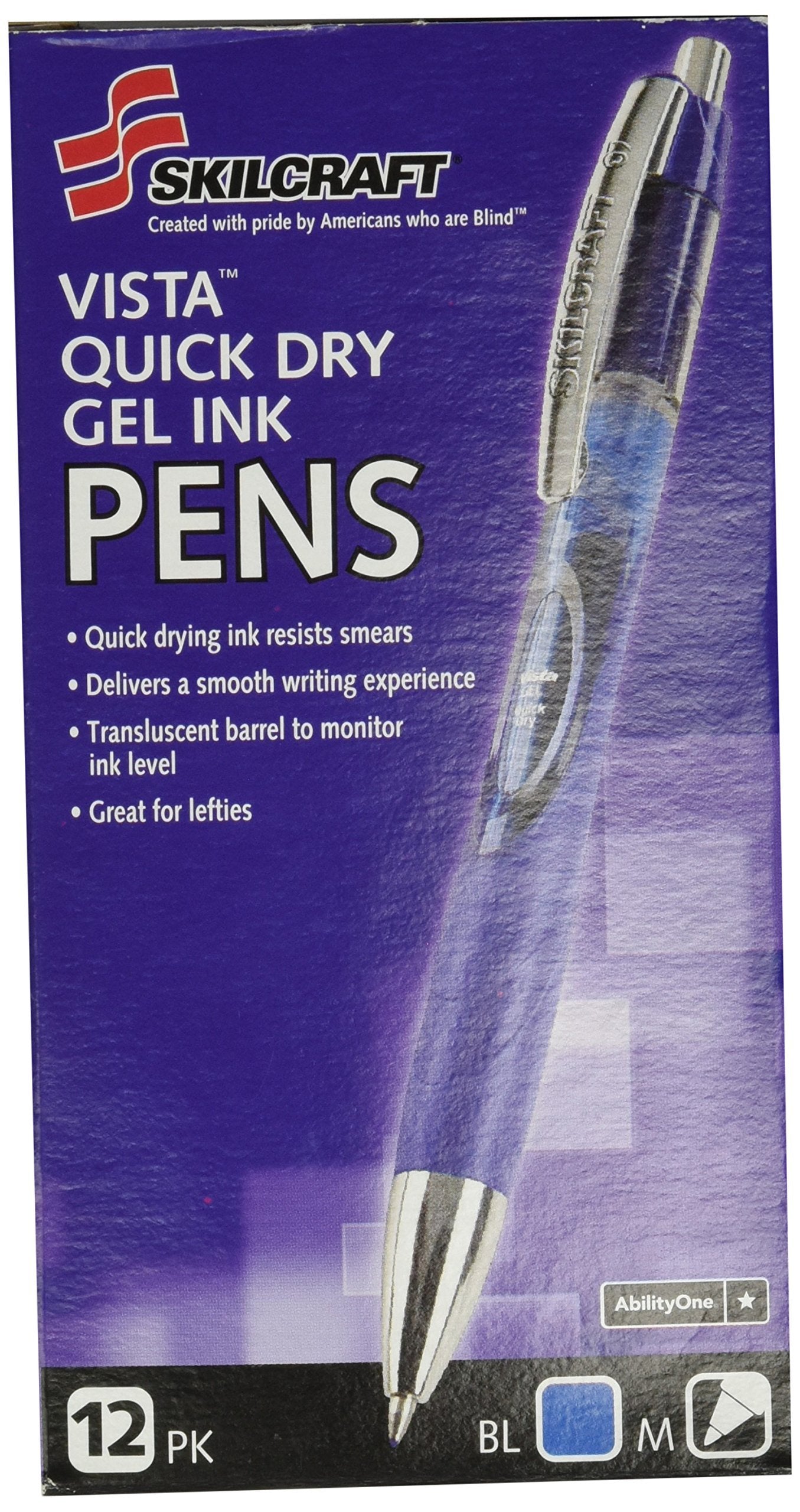 Skilcraft Vista Retractable Gel Pens (12 Pack)