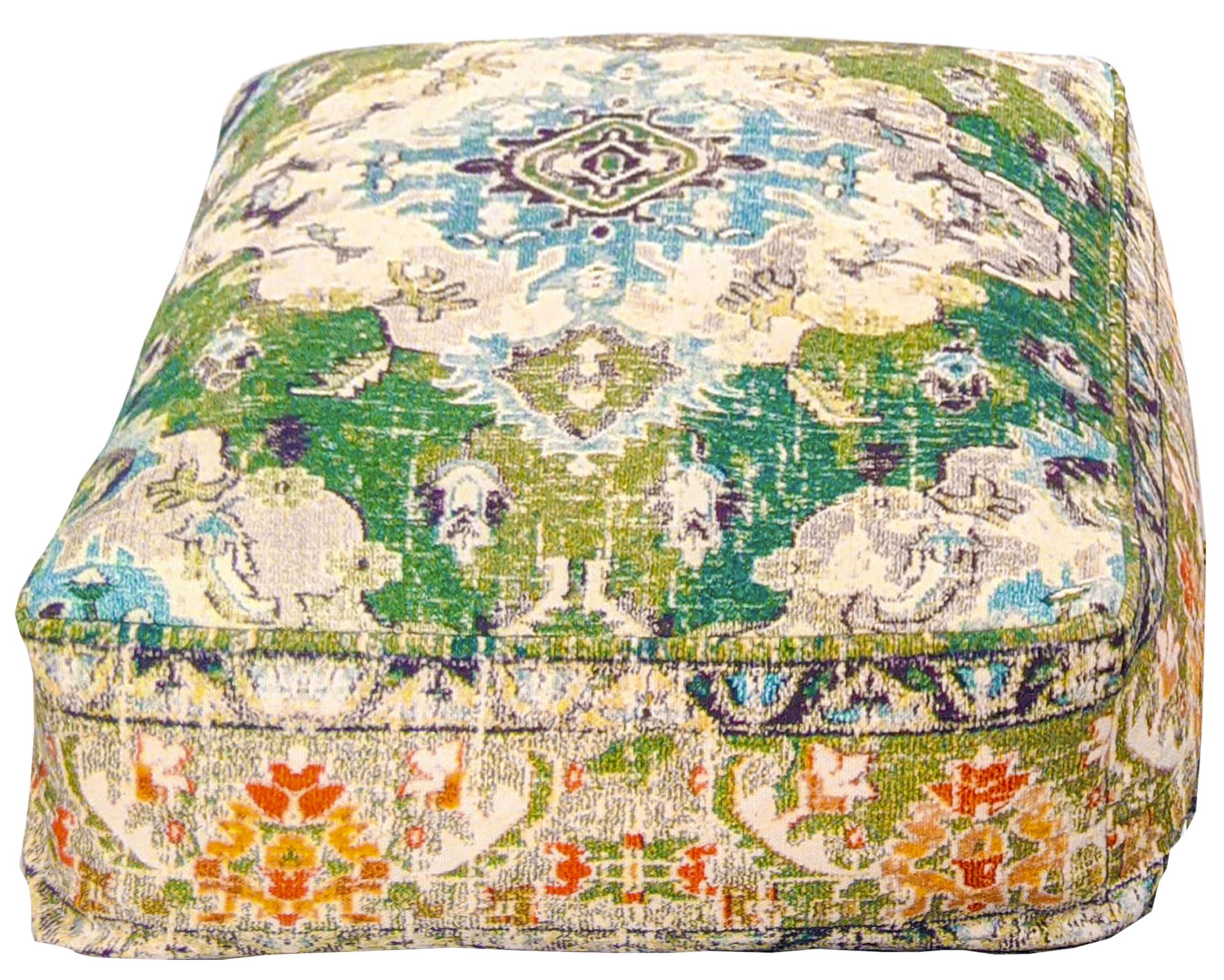 Mandala Life Art Moroccan Pouf Ottoman Cover Green Square Meditation Pillow Case Boho Room D  Cor Moroccan Seating Area Perfect