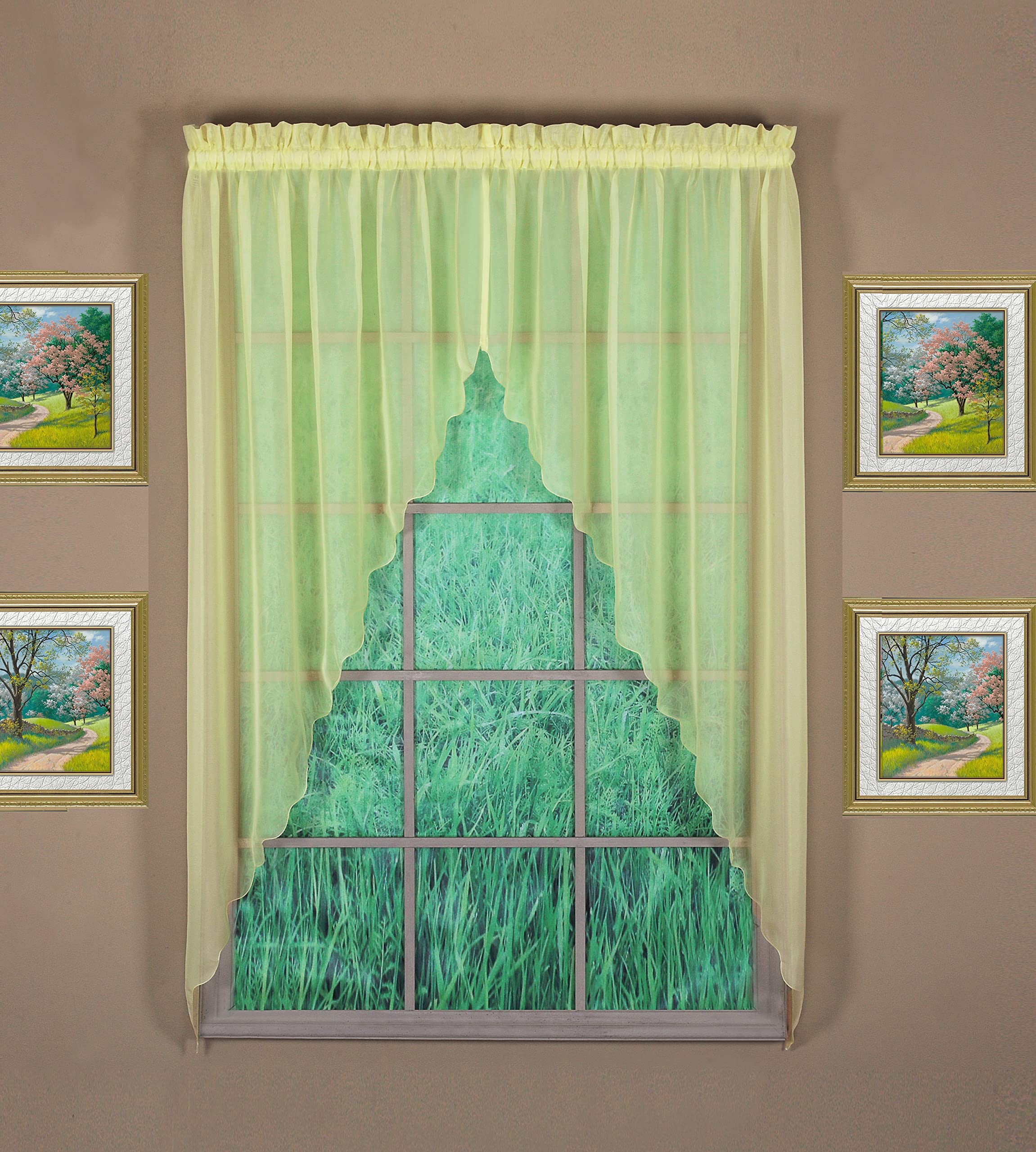 Today'S Curtain Emelia Original Voile Swagger Pair 63', Yellow, 90' W X 63' L