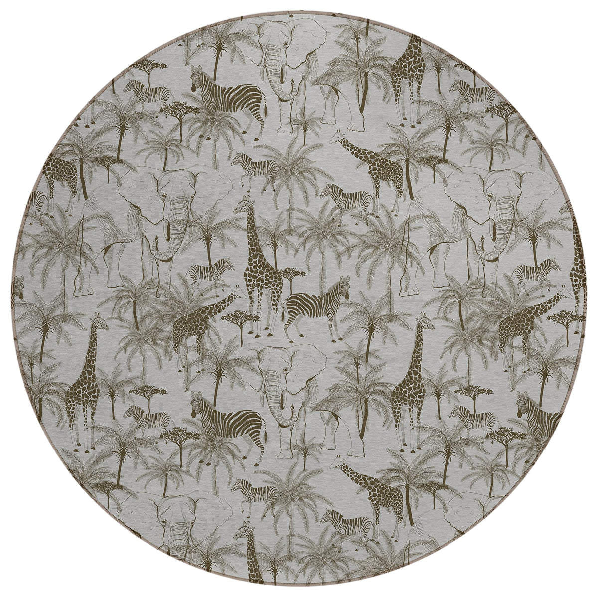 Dalyn Rugs Tropics Tc7 Gray 8' X 8' Indoor Outdoor Round Rug, Easy Clean, Machine Washable, Non Shedding, Bedroom, Living Room, Dining Room, Kitchen, Patio Rug