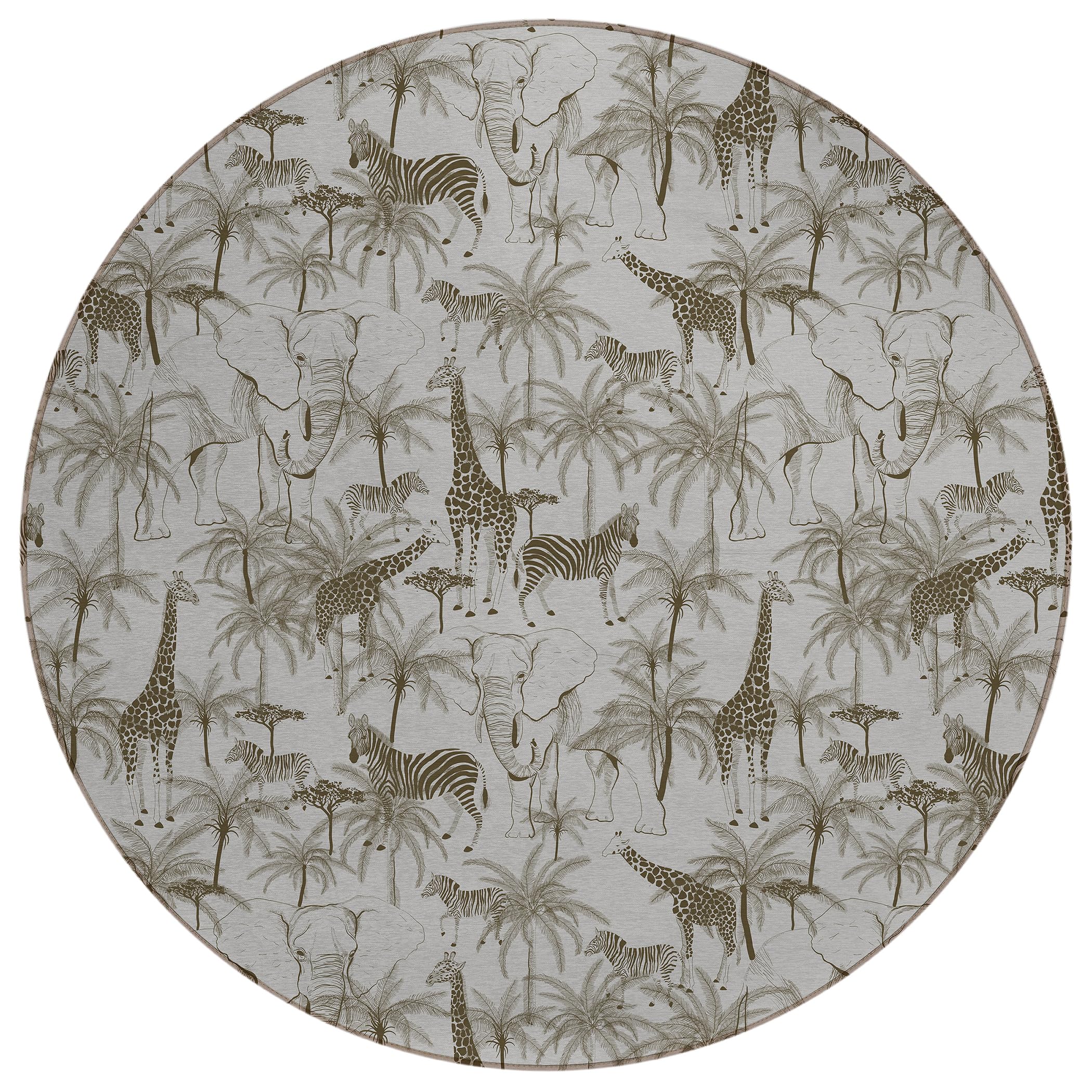Dalyn Rugs Tropics Tc7 Gray 8' X 8' Indoor Outdoor Round Rug, Easy Clean, Machine Washable, Non Shedding, Bedroom, Living Room, Dining Room, Kitchen, Patio Rug