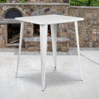 Flash Furniture Nolan Commercial Grade 31.5" Square White Metal Indoor-Outdoor Bar Height Table