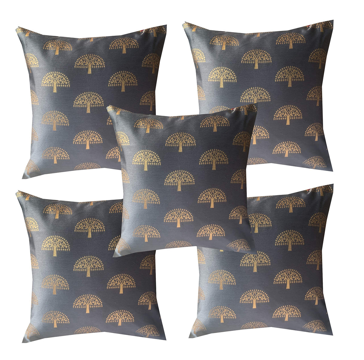 Pink Parrot Dopian Silk Multi Colour Cushion Cover 16X16 InchSet 5 Pcs