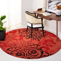 SAFAVIEH Adirondack Collection Area Rug - 67 Round, Red & Black, Floral Glam Damask Distressed Design, Non-Shedding & Easy Care