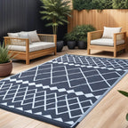 Rurality Outdoor Rugs 9X12 For Patios Clearance,Large Waterproof Rug For Deck,Backyard,Balcony,Plastic Straw Mats For Camping,Reversible,Geometric