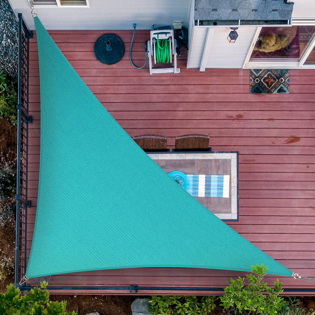 Shademart 11' X 15' X 18.6' Turquoise Sun Shade Sail Upf50 Right Triangle Smtapt16 Canopy Fabric Cloth Screen, Water Air Permeab
