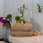 Mosobam Luxury Turkish Set Of 2 Bath Towels 30X58 Light Taupe Oversize 700 Gsm Bamboo Viscose & Aegean Turkish Combed Cotton