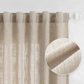 Mysky Home Living Room Curtains For Windows, Linen Look Texture Semi Sheers Boho Drapes Extra Long Floor Length Curtain Panels S