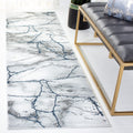 SAFAVIEH Craft Collection Runner Rug - 23 x 8, Ivory Grey & Blue, Modern Abstract Design, Non-Shedding & Easy Care, Ideal for 