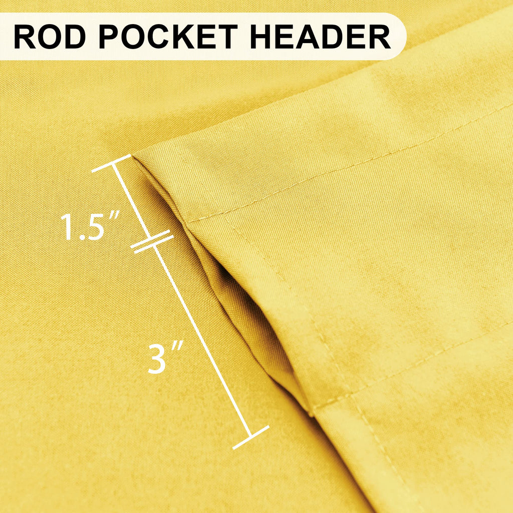 Dwcn Yellow Valance Curtains For Living Room, Kitchen Valance Solid Short Topper - Room Darkening Rod Pocket Bathroom/Basement C