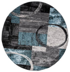 Rugshop Contemporary Abstract Circle Design Soft Round Area Rug 8' Gray