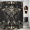 LGhtyro Moon Phase Witchy Shower Curtain 60Wx71H Inch Gold Black Butterfly Moth Fairy Shower Curtain Bathroom Set Gothic Black M