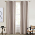 QJmydeco 100% Blackout Thick Linen Boho Curtains 86 Inches Long for Dining Room, Room Darkening Heavy Burlap Pleated Drapes Ener