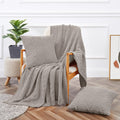 Aormenzy Knitted Throw Blanket (50' X 60') And 2 Pillow Covers (18' X 18'), 3 Piece Light Grey Throw Blanket Set, Decorative