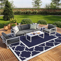 Genimo 10' X 14' Outdoor Rug Waterproof For Patio, Foldable Reversible Plastic Straw Area Rugs Mat For Rv Decor, Outside Carpet