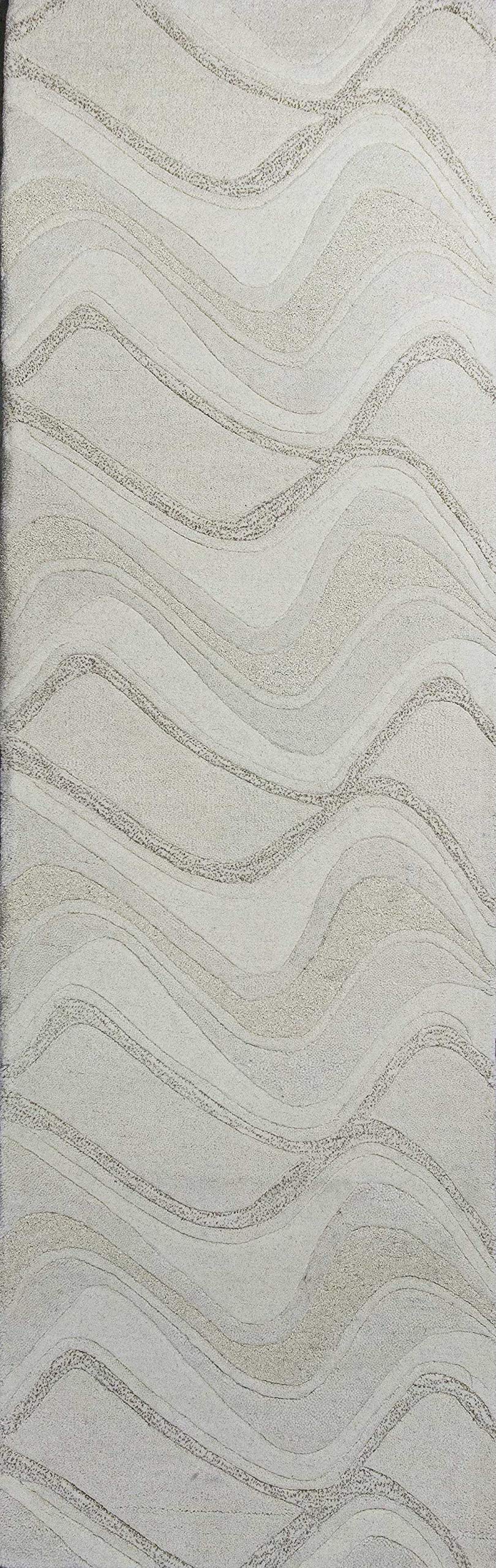 HomeRoots Decor 2'3-inch x 7'6-inch Runner Wool Ivory Area Rug