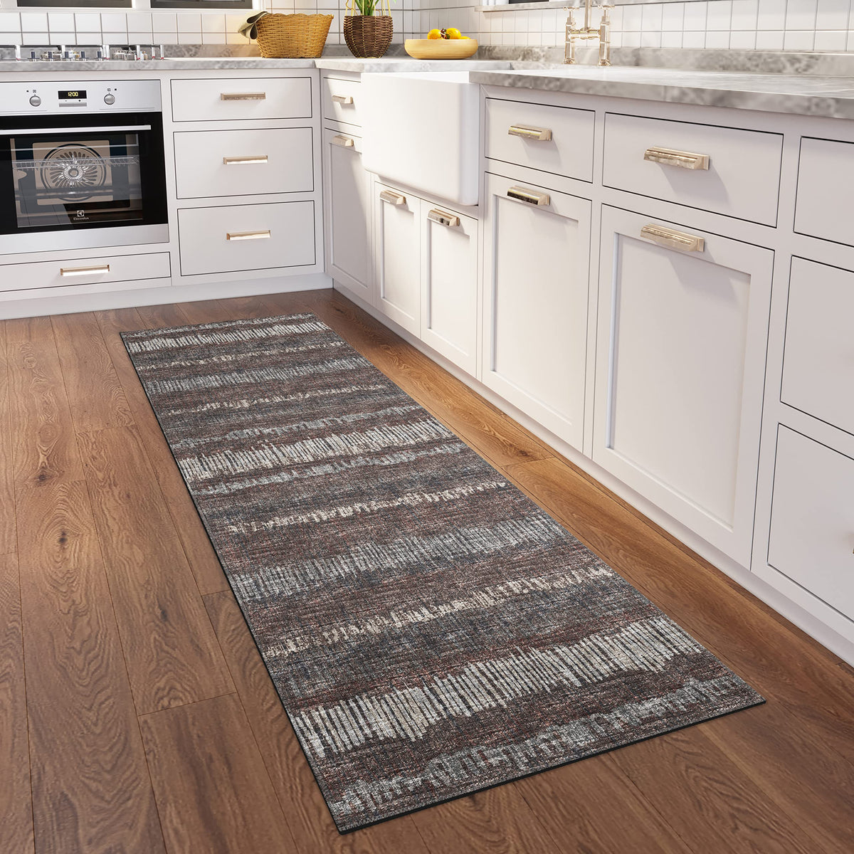 Addison Rugs Rylee Ary34 Brown Washable 2'3&quot; X 7'6&quot; Indoor Outdoor Runner Rug, Easy Clean, Machine Washable, Non Shedding, Bedroom, Entry, Living Room, Dining Room, Kitchen, Patio Rug
