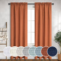 Mrs.Naturall Burnt Orange Linen Curtains Long For Living Room 2 Panel Set Rod Pocket Bedroom 52X96 Inches Long