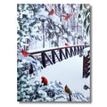BANBERRY DESIGNS Lighted Cardinal Snowy Bridge Canvas Wall Art - Light up LED Print - Cardinals Winter Woodsy Scene - Battery Op