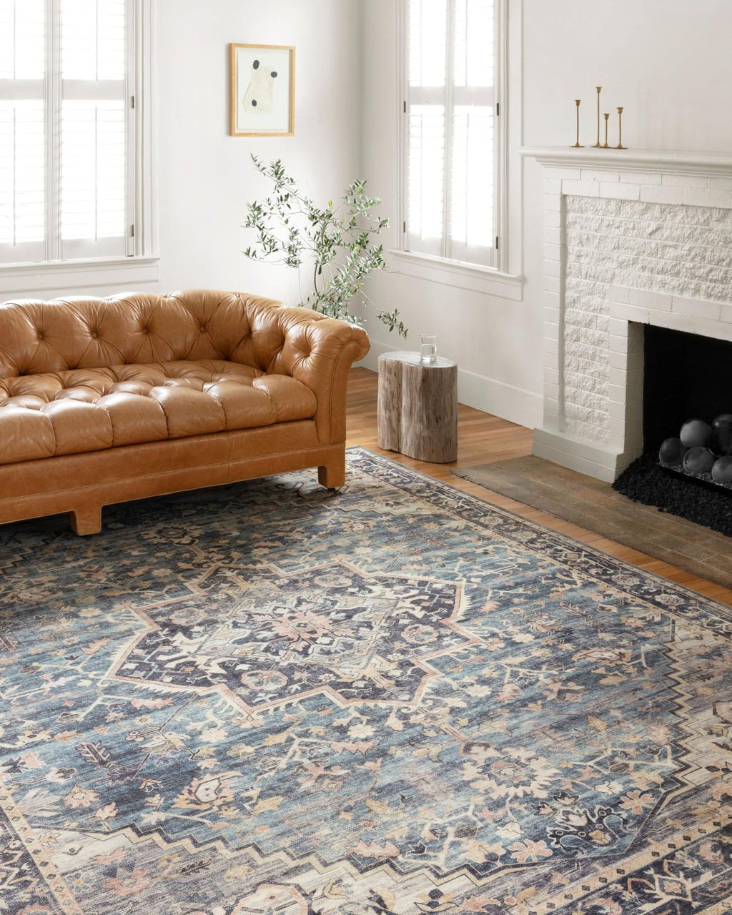Loloi Ii Hathaway Collection Hth-01 Navy / Multi 2'-6'' X 7'-6'', .25'' Thick, Runner Rug, Soft, Durable, Printed, Modern, Low P