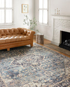 Loloi Ii Hathaway Collection Hth-01 Navy / Multi 2'-6'' X 7'-6'', .25'' Thick, Runner Rug, Soft, Durable, Printed, Modern, Low P