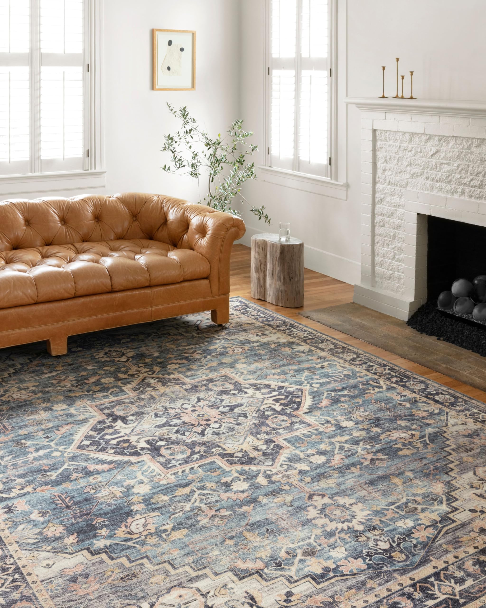 Loloi Ii Hathaway Collection Hth-01 Navy / Multi 2'-6'' X 7'-6'', .25'' Thick, Runner Rug, Soft, Durable, Printed, Modern, Low P