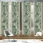 Ambesonne Boho Window Curtains Pack of 2, Simplistic Ethnic Look Botanical Ornaments as Stripes Neutral Tones, Lightweight Set w