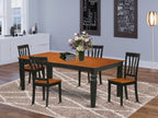 East West Furniture LGAN5-BCH-W 5 Piece Dining Room Table Set Includes a Rectangle Wooden Table with Butterfly Leaf and 4 Kitchen Dining Chairs, 42x84 Inch, Black & Cherry