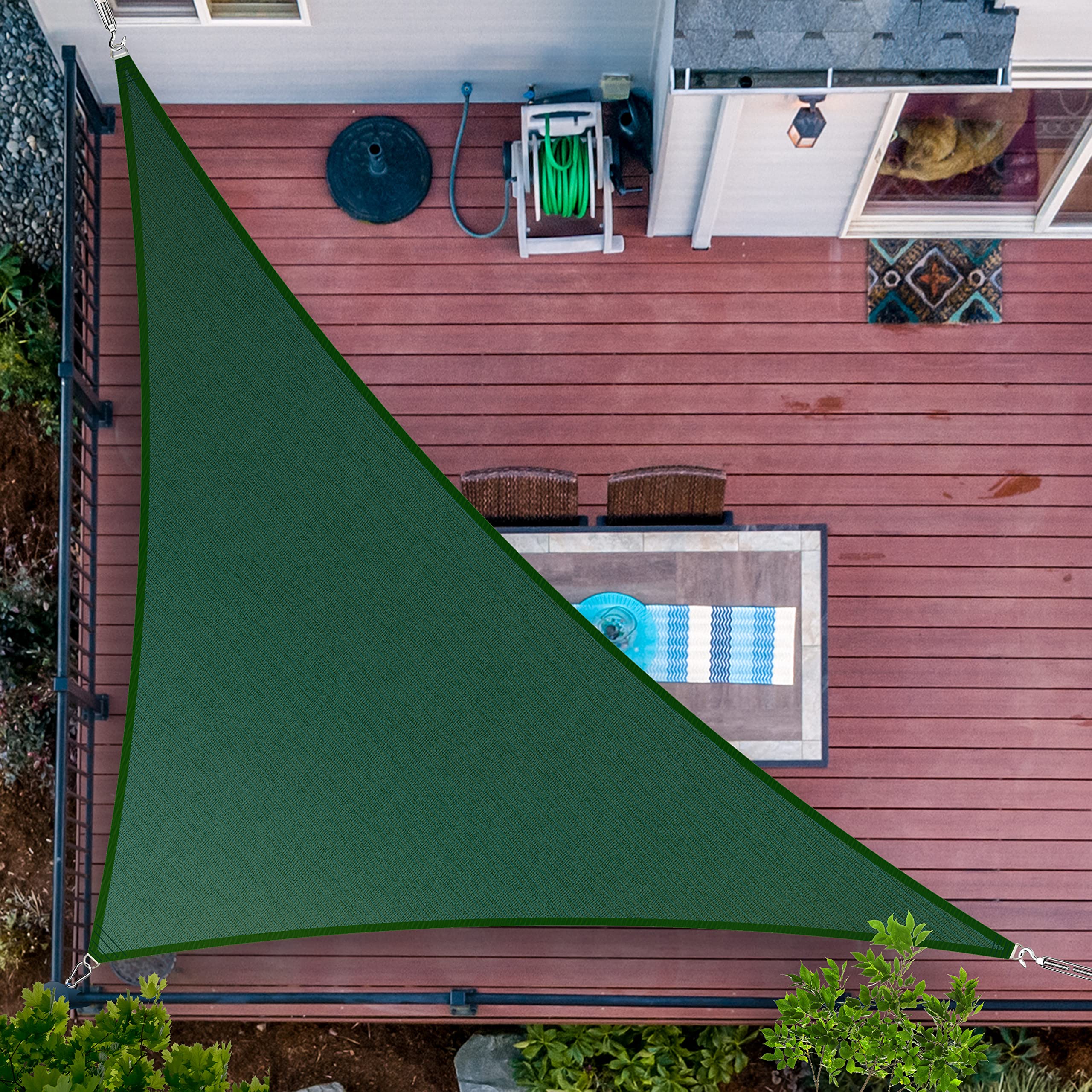 Shademart 16' X 17' X 23.3' Green Sun Shade Sail Upf50 Right Triangle Smtaprt20 Canopy Fabric Cloth Screen, Water Air Permeable
