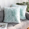 Uhomy 2 Packs Fluffy Plush Pillow Cover 22 'X22 ', Fall Winter Home Decorative Luxury Green Ombre Soft Fluffy Faux Fur Throw P