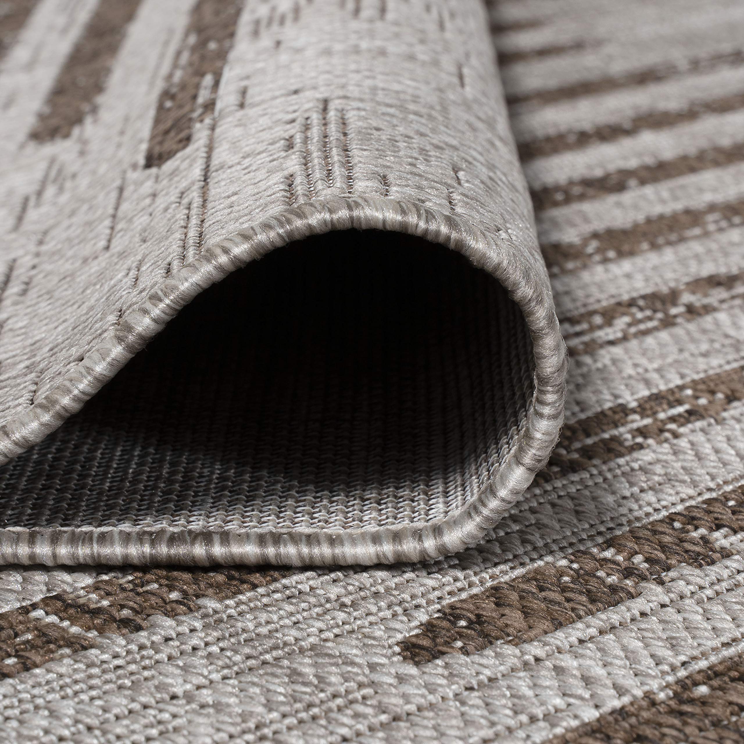Jonathan Y Smb124A-28 Zolak Berber Stripe Geometric Indoor Outdoor Area-Rug Bohemian Contemporary Easy-Cleaning Bedroom Kitchen Backyard Patio Non Shedding, 2 X 8, Beige/Brown