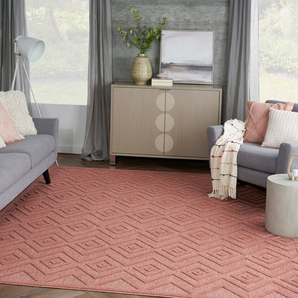 Nourison Versatile Indoor/Outdoor Coral/Orange 8' X 10' Area Rug, Easy Cleaning, Non Shedding, Bed Room, Living Room, Dining Room, Deck, Backyard, Patio, High Traffic Area (8X10)